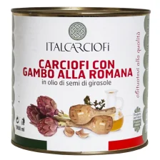 Artichokes a la Romana on a catering-size tin