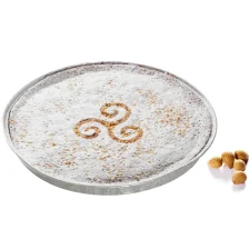 Galician almond cake with powdered sugar design