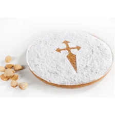 Traditional Tarta de Santiago with powdered sugar